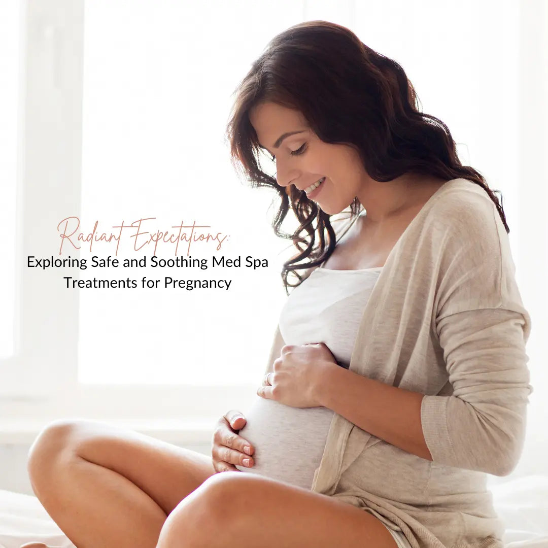 A pregnant woman sitting on a bed. 2